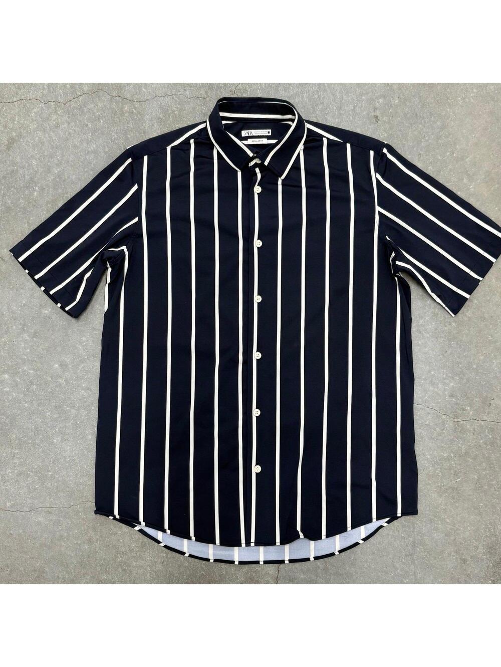 ZARA MAN Striped Short Sleeve Shirt